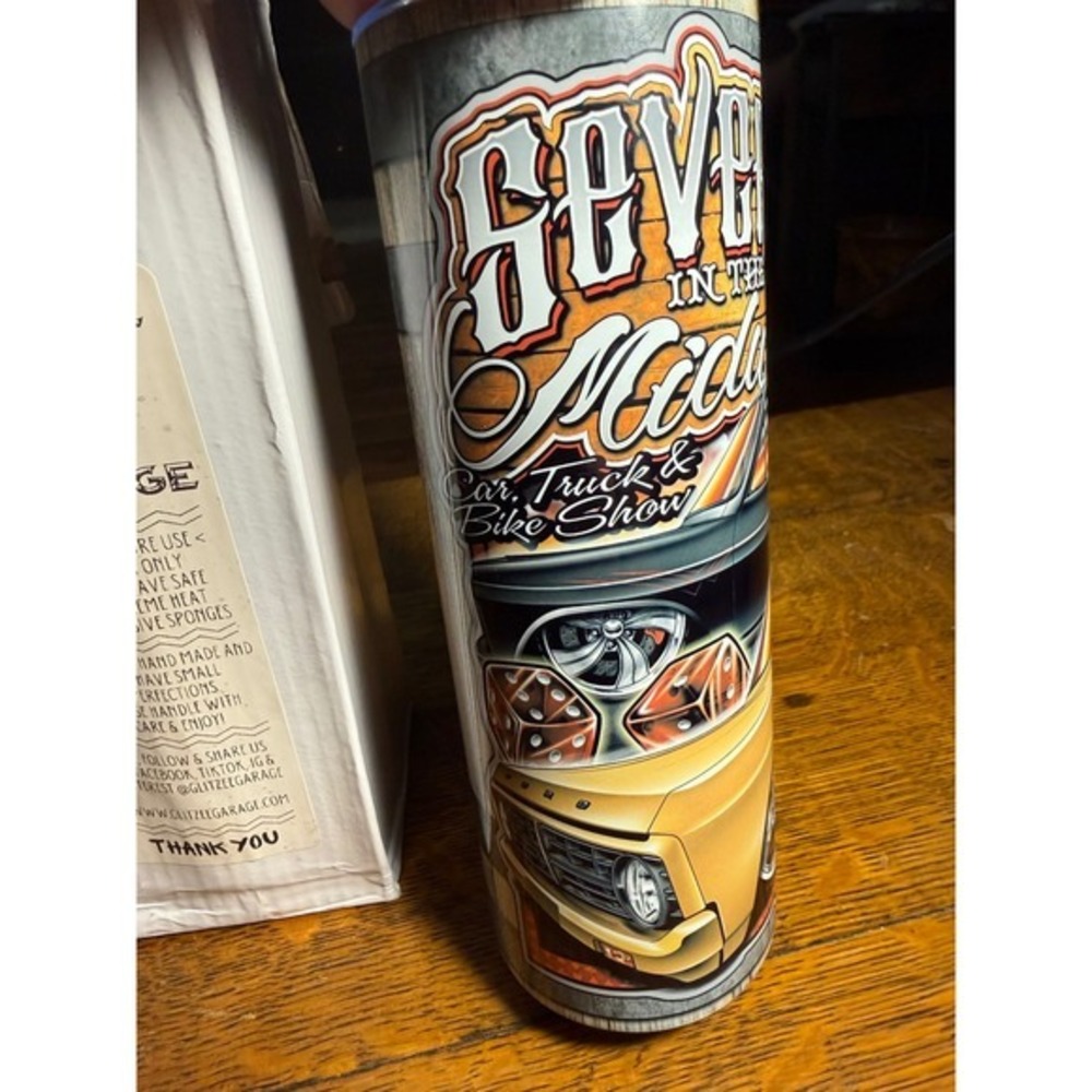 Glitzee Garage Fever in the Midwest 2022 Car Truck Bike Show Tumbler Cup New - Picture 6 of 9